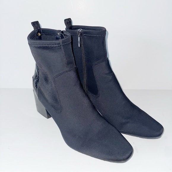 Donald Pliner ABBIE WOMENS SUEDE SQUARE TOE ANKLE BOOTS BLACK Sz 9 Y2K - Picture 4 of 14